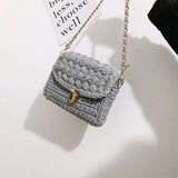 Graduation Gifts  Women's 2023 Bag Cloth Crochet Woven Bag Hand Made Woven Chain Lock Women's Crossbody Single Small Ladies' Shoulder Bag New