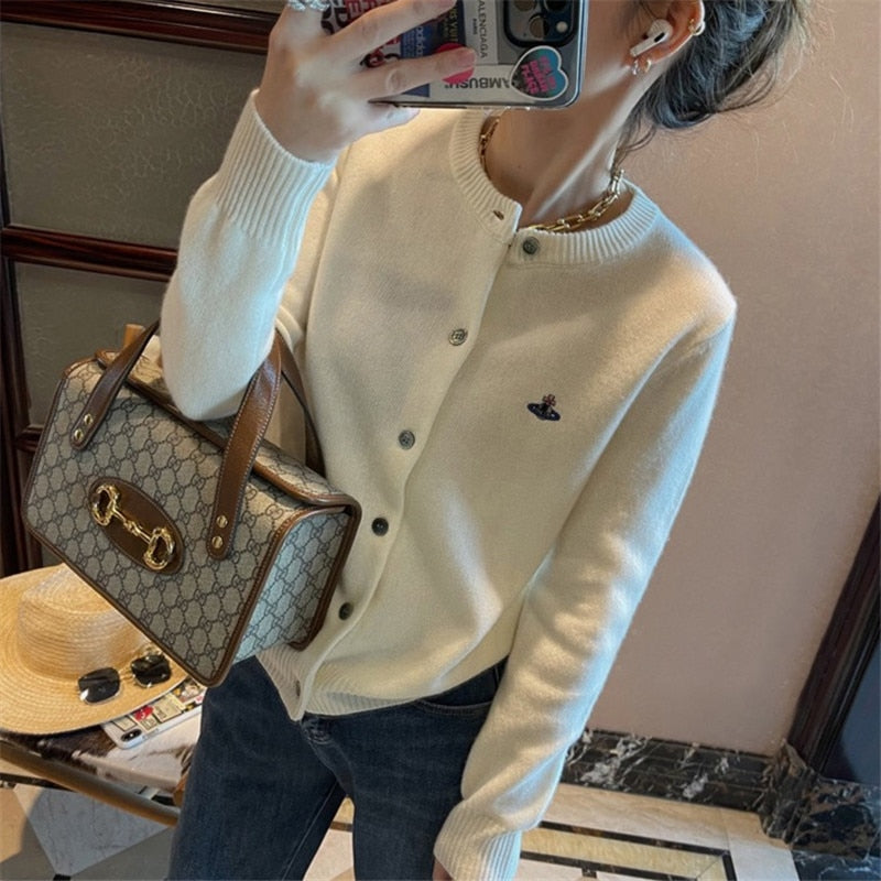 Graduation Gifts  2023 autumn and winter new women's cardigan women's fashion cashmere cardigan embroidery sweater cardigan
