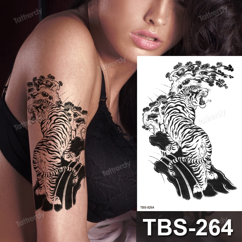 Billlnai Dragon Wing Snake Temporary Tattoo Sticker Waterproof Black Henna Anime Body Art Tattoo Fake Water Transfer Decal Sexy For Women