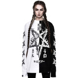Rosetic Y2K Gothic Women's Autumn New T-shirt Goth Punk Funny Printed Tshirts Long-sleeved Pentagram Designer Tops Streetwear