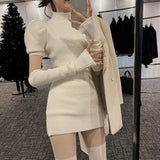 Billlnai  2023 Spring Knitted Dress Party Sexy Slim Casual Y2k Mini Dress Sweater Women Design Long Sleeve Elegant One Piece Dress Korean
