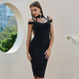 Billlnai 2023 New Summer Women Black Bodycon Bandage Dress  Spaghetti Strap Halter Celebrity Runway Evening Party Club Dress Vestidos