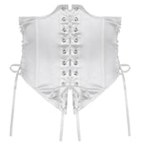 Billlnai 2023 Graduation party  Gothic Black Corset Tops Streetwear Lace Up Slim Wide Belt Harajuku Sexy Solid Hollow Out Corset Bustier