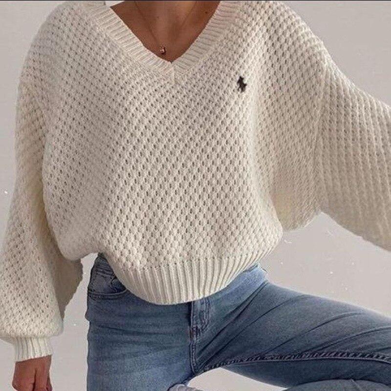 Graduation Gifts 2023 hot sale spring and autumn new fashion sexy v-neck loose top women Harajuku oversized sweater women fall sweaters for women 1111