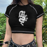 Streetwear tops women y2k vintage dragon Vest Women Sexy Slim Outfits Female Tank Summer Tops Gothic Punk shirt Gothic shirt