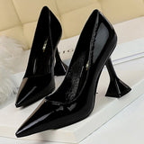 Billlnai 2023  Graduation Party  New Woman Pumps Sexy Party Shoes Patent Leather Women Heels Ladies Shoes Pointed Toe Women High Heels 9.5 Cm