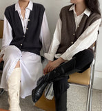 Knitted Sweater Vest Women Stretchy Simple Basic Daily V-neck Solid Open-stitch Female Korean Clothes