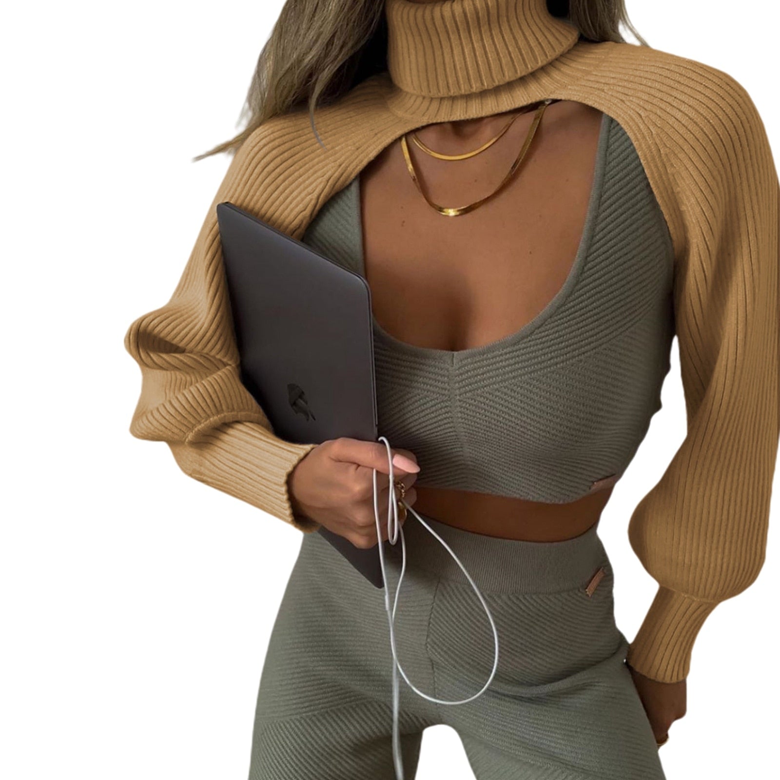 Tossy Autumn Turtleneck Sweater Shrugs For Women Knit Long-sleeve Tops Pullover 2023 ZA New Casual Crop Top Knitwear Ladies