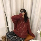Graduation Gifts  2023 autumn and winter new retro Christmas cherries wine red twist sweater women lazy wind thickened outer wear pullovers