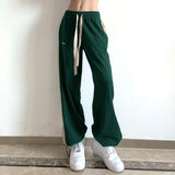 WeiYao Casual Green Y2K Sweatpants Women Baggy Aesthetic Harajuku Pants Grunge Fairycore Fitness Joggers High Waist Vintage
