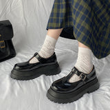 Lolita shoes platform Black High Heels Shoes Women Pumps Fashion Patent Leather Platform Shoes Woman Round Toe Mary Jane Shoes
