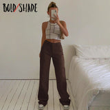 Bold Shade Streetwear 90s Skater Style Jeans Denim Indie Aesthetic Baggy Pants Women Vintage Grunge High Waist Straight Trousers