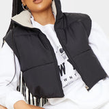 Tossy 2023 New Reversible Coat Vest Short Warm Jacket For Women Turtleneck Zipper Sleeveless Puffer Coat Female Winter New