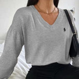 Graduation Gifts 2023 hot sale spring and autumn new fashion sexy v-neck loose top women Harajuku oversized sweater women fall sweaters for women 1111