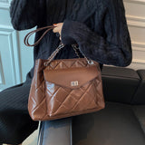 Billlnai  Graduation Party Vintage Luxury Designer Big PU Leather Crossbody Handbag for Women 2023 Trends Brand Chain Solid Color Quilted Shoulder Bag