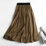 Christmas Gift Withered Summer Long Skirt Women Enlgand Style Office Lady High Waist Pleated Elegant Faldas Mujer Moda 2023 Mdi Skirts Womens