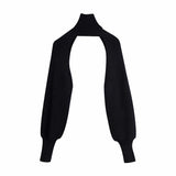 Ardm Fashion Hollow Out Women 2020 Turtleneck Arm Warmers Cropped Cable Knitted Sweater Full Sleeve Shawl Chic Crop Tops Pullove