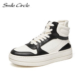 Smile Circle Autumn Women Sneakers Flat Platform Shoes White Casual Round toe High-top Sneakers Ladies Shoes Warm Winter Sneaker