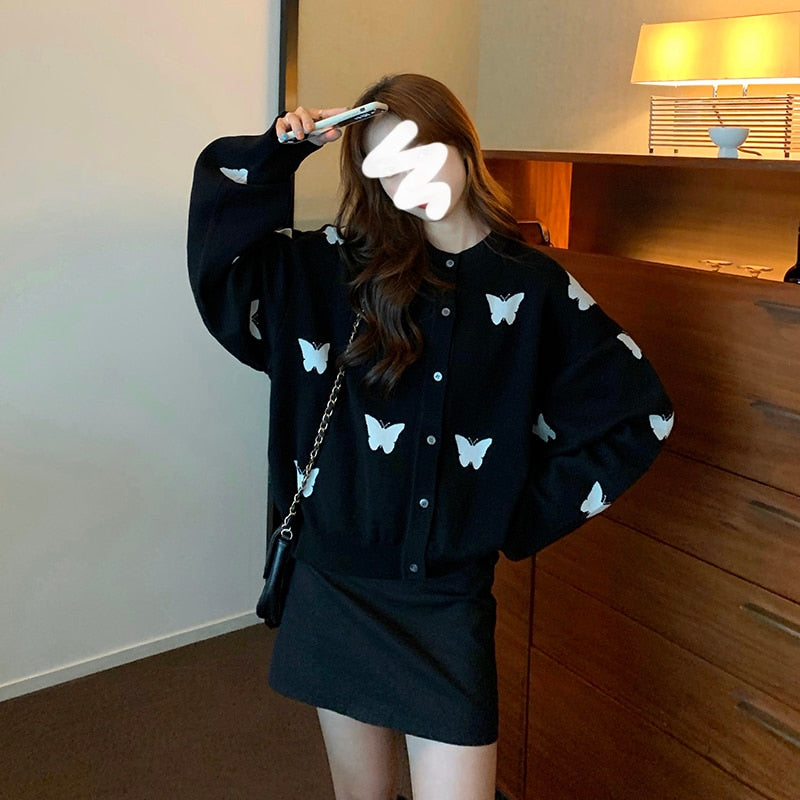 Hot Sale Long Sleeve Autumn Lover Couple butterfly Sweaters TB Style Brand New Women Men Knitted Cardigan Sweater Fashion Top