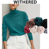 Christmas Gift Withered Winter Sweaters Women Pull Femme England Style Fashion Simple Solid Turtleneck Knit Wool Sweaters Women Pullovers Tops