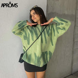 Aproms Multi Striped Knitted Soft  Sweaters Women Autumn Winter Long Jumpers Oversized Pullovers Streetwear Loose Outerwear 2023