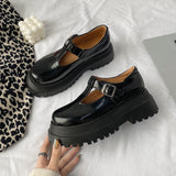 Lolita shoes platform Black High Heels Shoes Women Pumps Fashion Patent Leather Platform Shoes Woman Round Toe Mary Jane Shoes