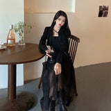 Billlnai 2023 Summer Spaghetti Strap Dress Women Casual Evening Party Gothic Dress Female Sleeveless Korean Style Black Y2k Dress Ladies