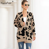 Christmas Gift Nadafair Casual Leopard Long Cardigan Women 2019 Autumn Winter Plus Size Long Sleeve Knitted Cardigan Sweater Femme Knitwear