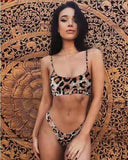 Billlnai 2023 Fashion Sexy Leopard Bikini Print Sexy Lace Chain Bikini Fashion Swimsuit Two Piece